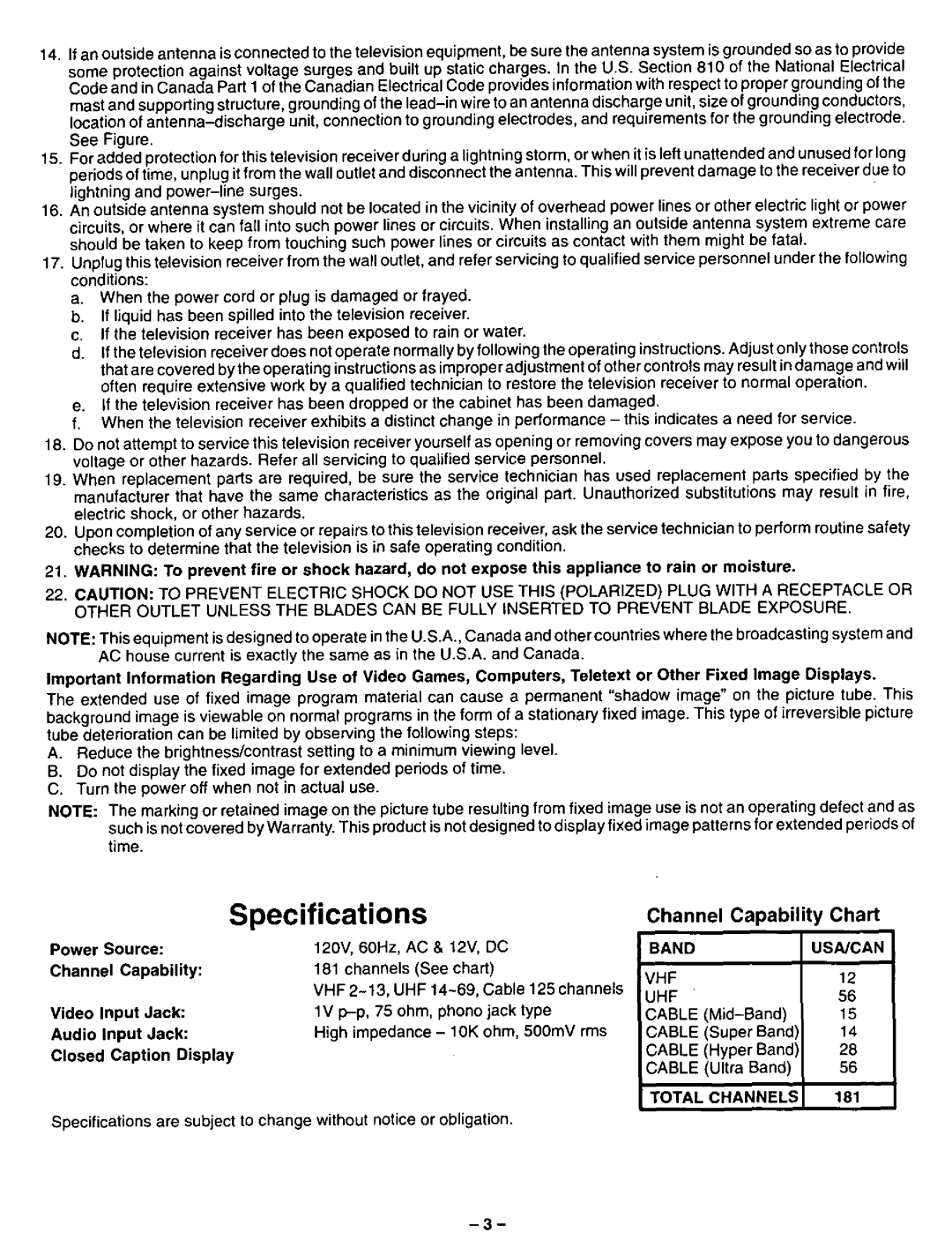 Panasonic CT-13R23 manual 