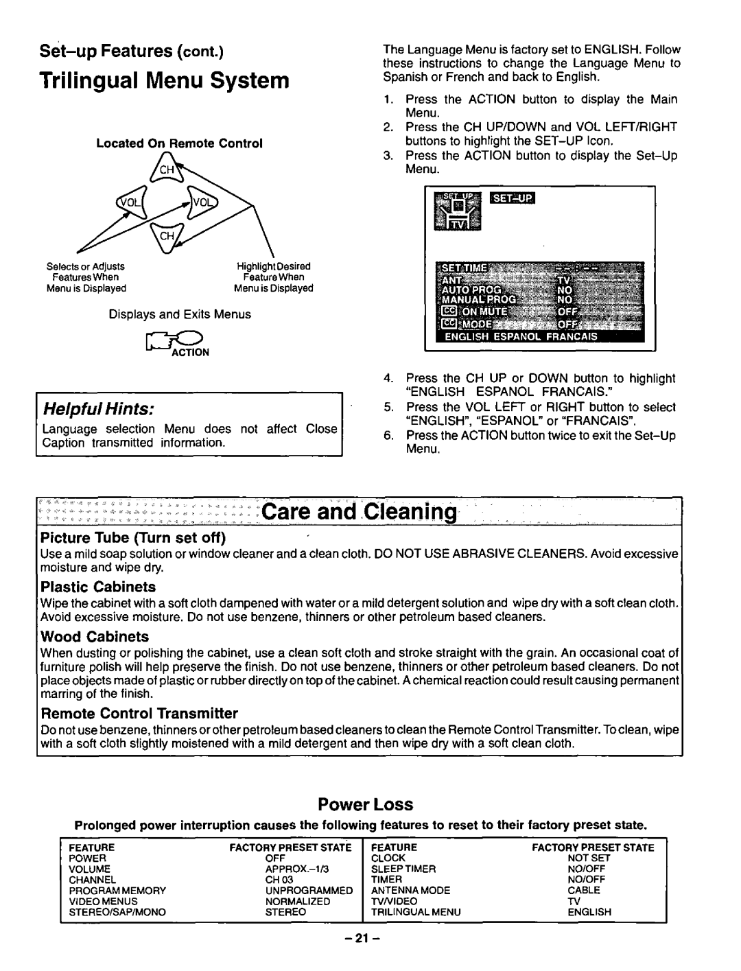 Panasonic CT-20G21, CT-20G31 manual 