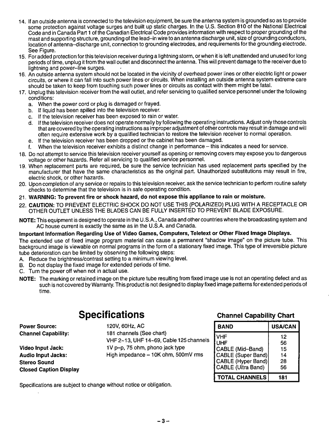 Panasonic CT-20R13 manual 