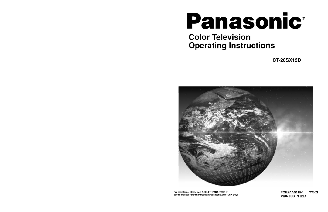 Panasonic CT 20SX12D manuel dutilisation Color Television Operating Instructions 