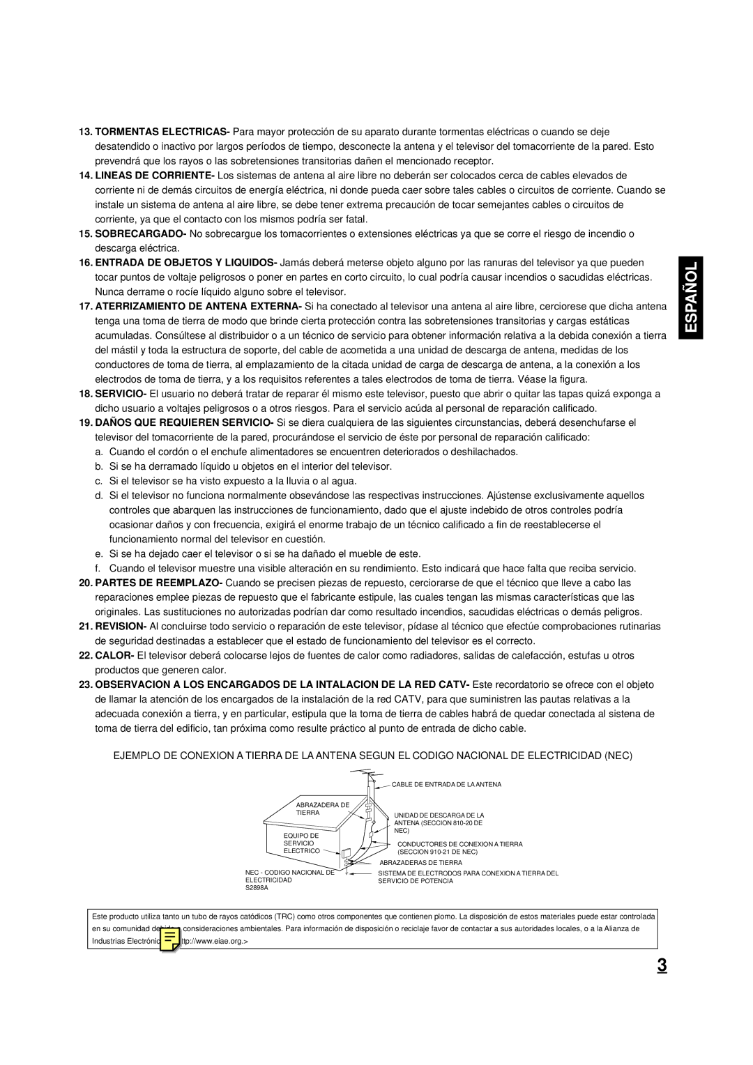 Panasonic CT-2701 owner manual S2898A 