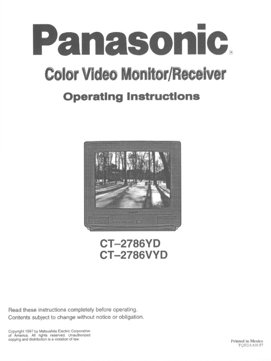 Panasonic CT-2786VYD, CT-2786YD manual 