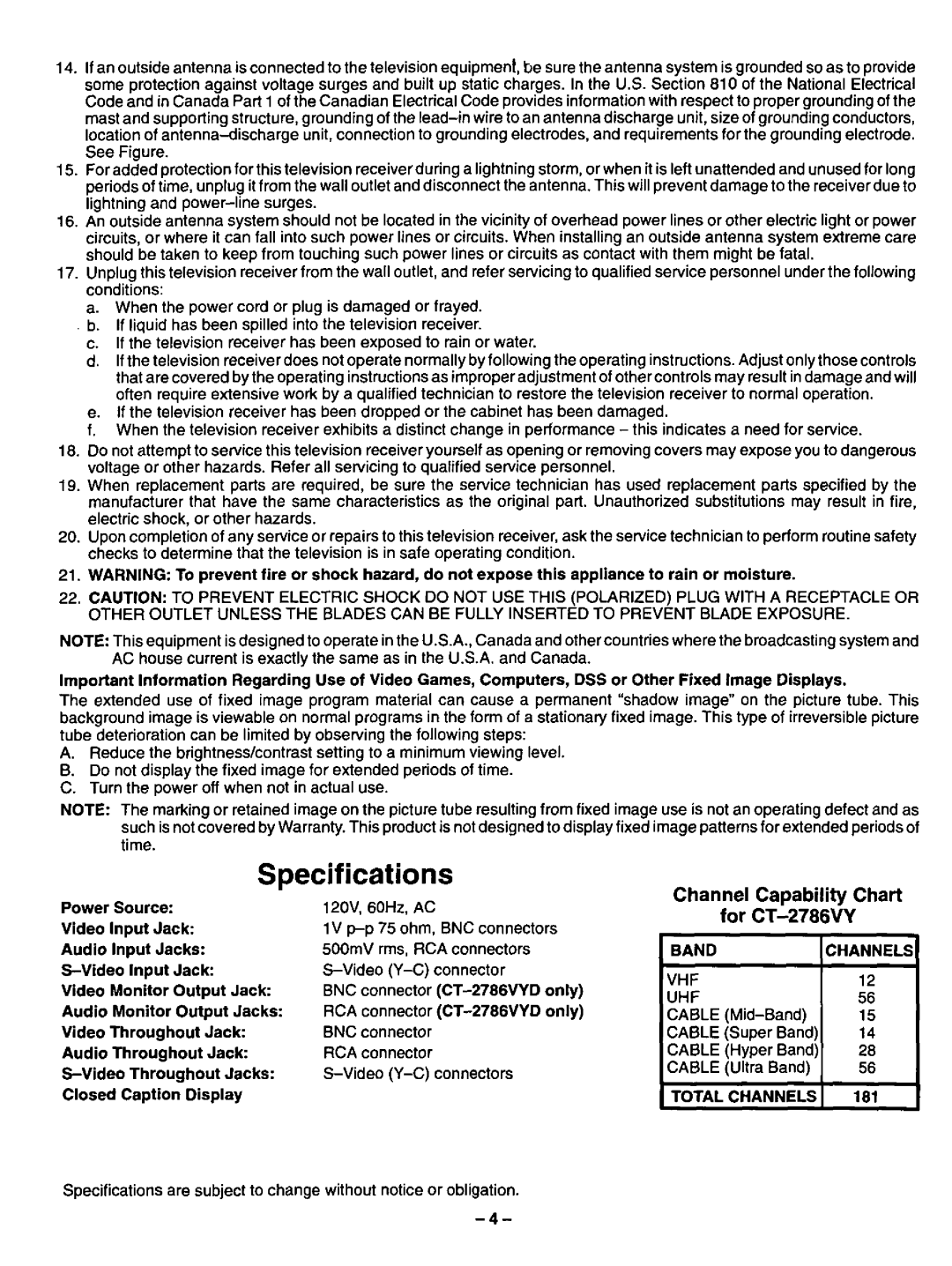 Panasonic CT-2786YD, CT-2786VYD manual 