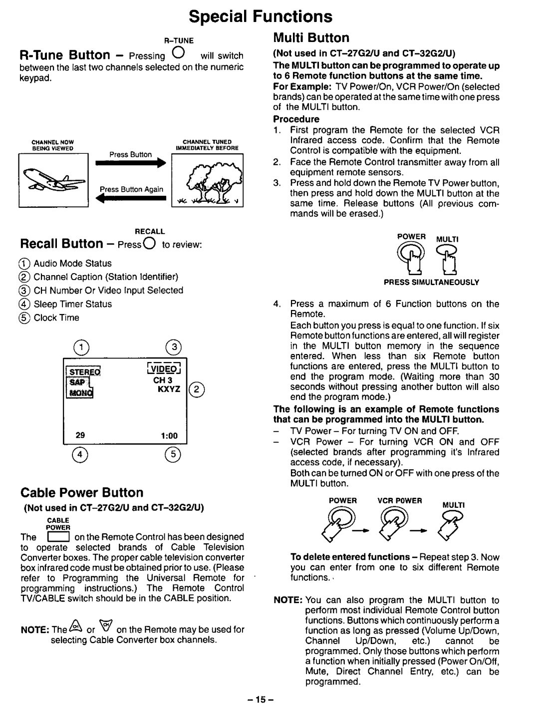 Panasonic CT-27G2U, CT-27G12U, CT-32G12, CT-32G2U manual 