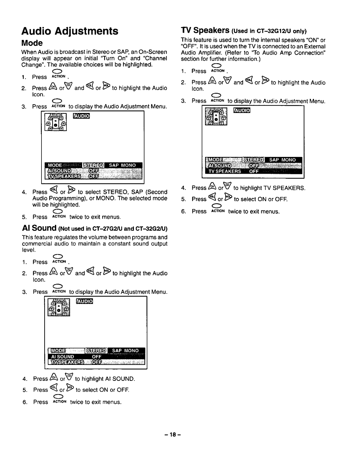 Panasonic CT-27G12U, CT-27G2U, CT-32G12, CT-32G2U manual 