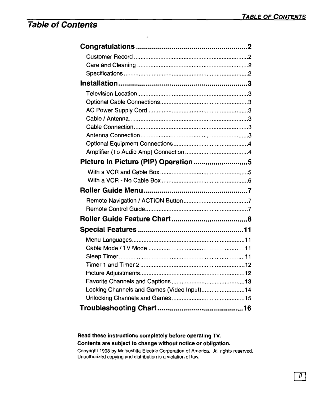 Panasonic CT-27SF25 manual 