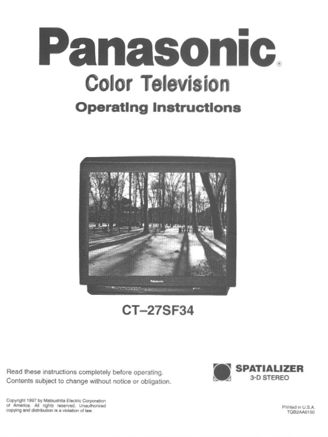 Panasonic CT-27SF34 manual 