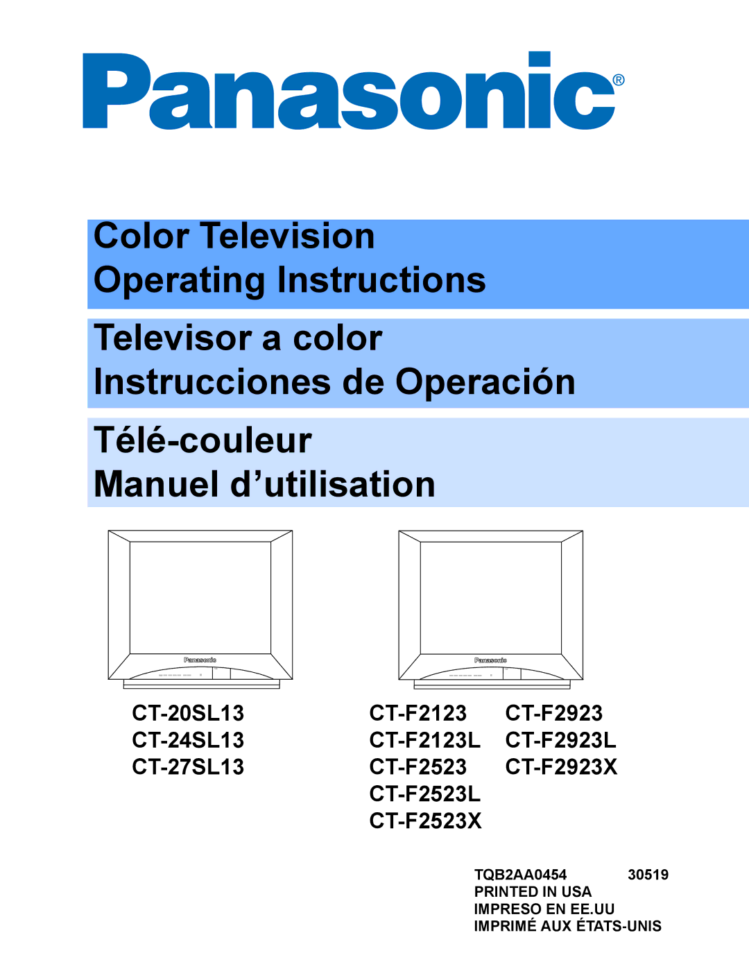 Panasonic CT 20SL13, CT 27SL13 operating instructions CT-F2923 CT-F2923L CT-F2923X 