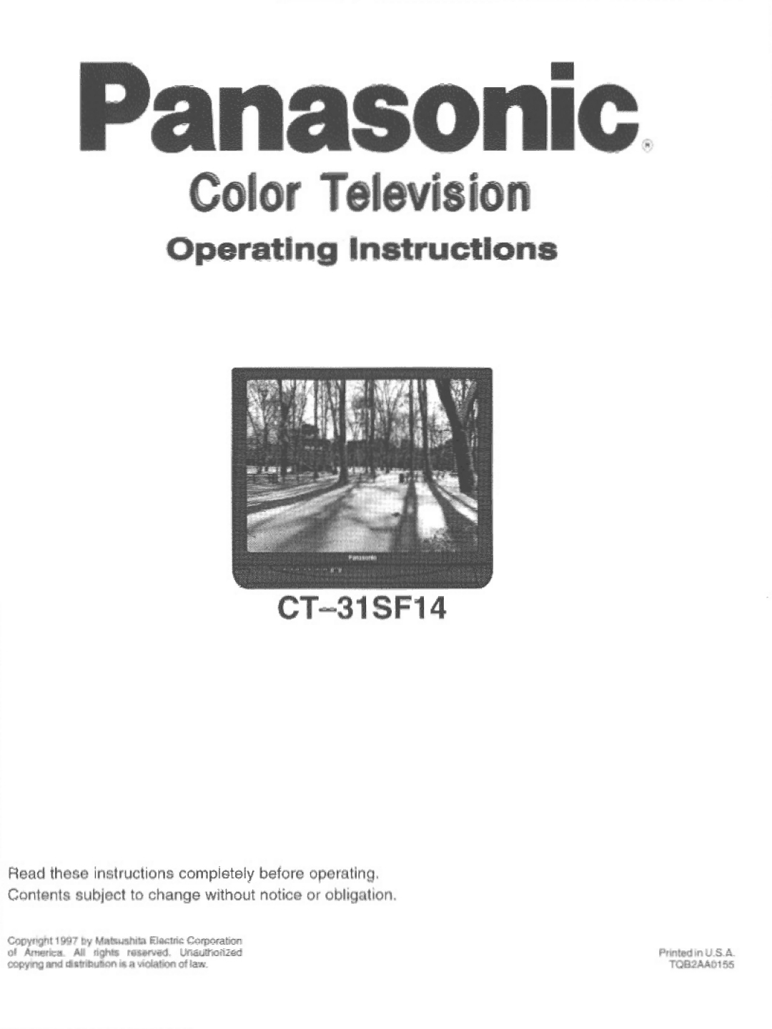 Panasonic CT-31SF14 manual 