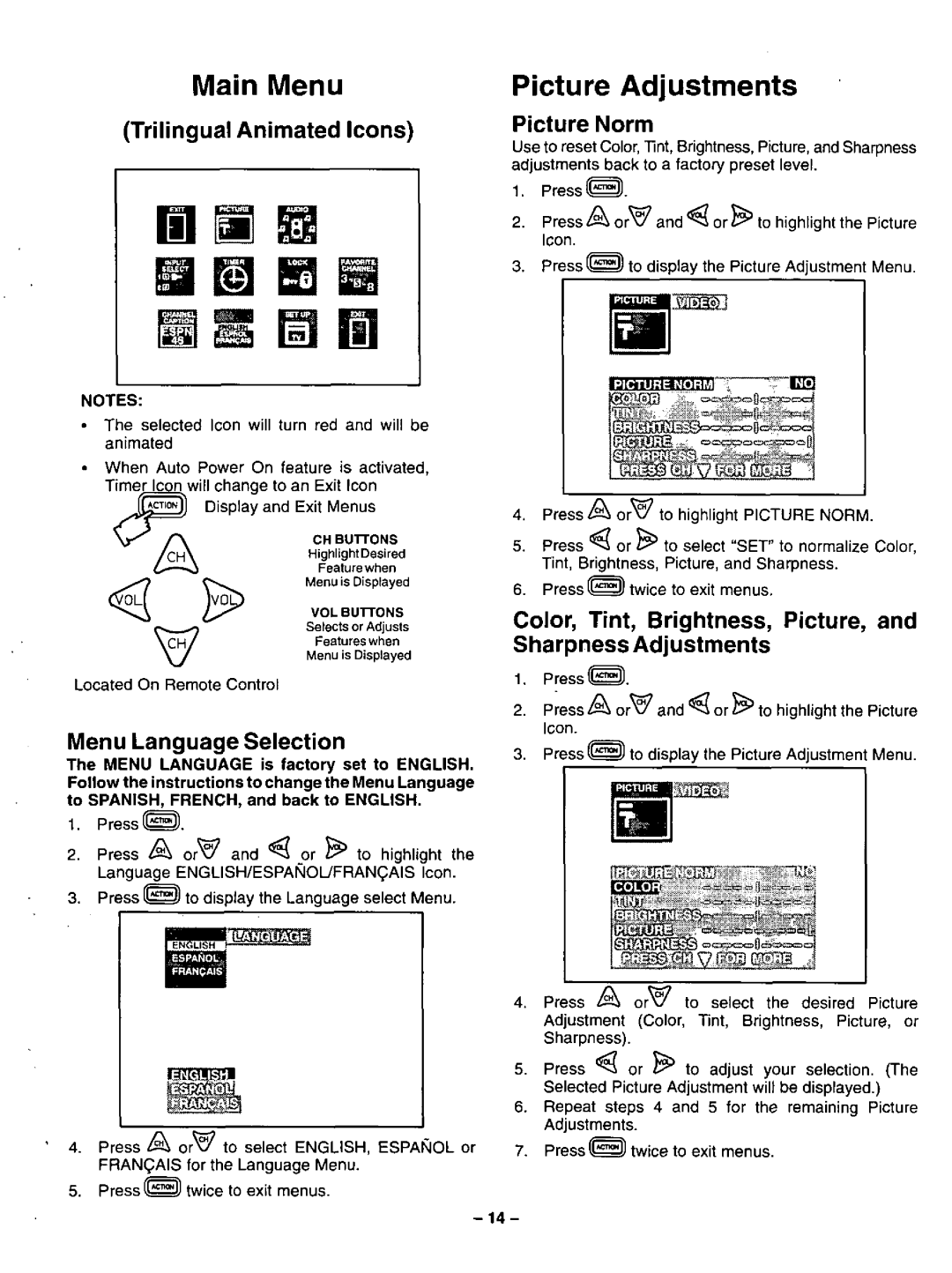 Panasonic CT-31SF14 manual 