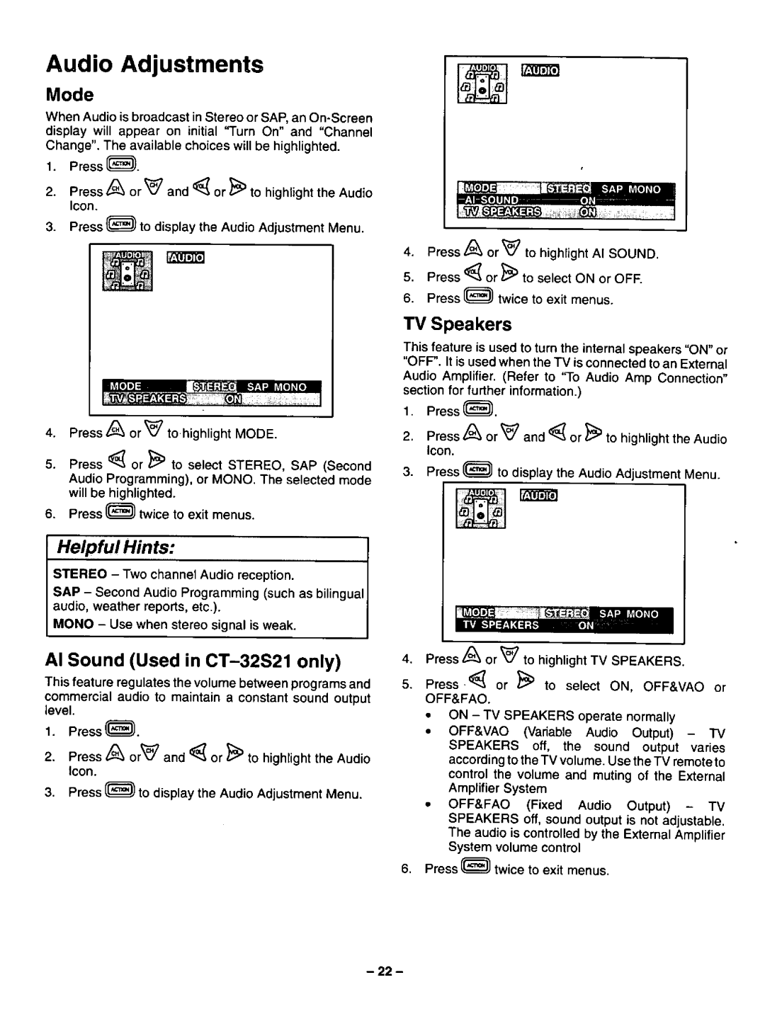 Panasonic CT-3268S, CT-32S21 manual 