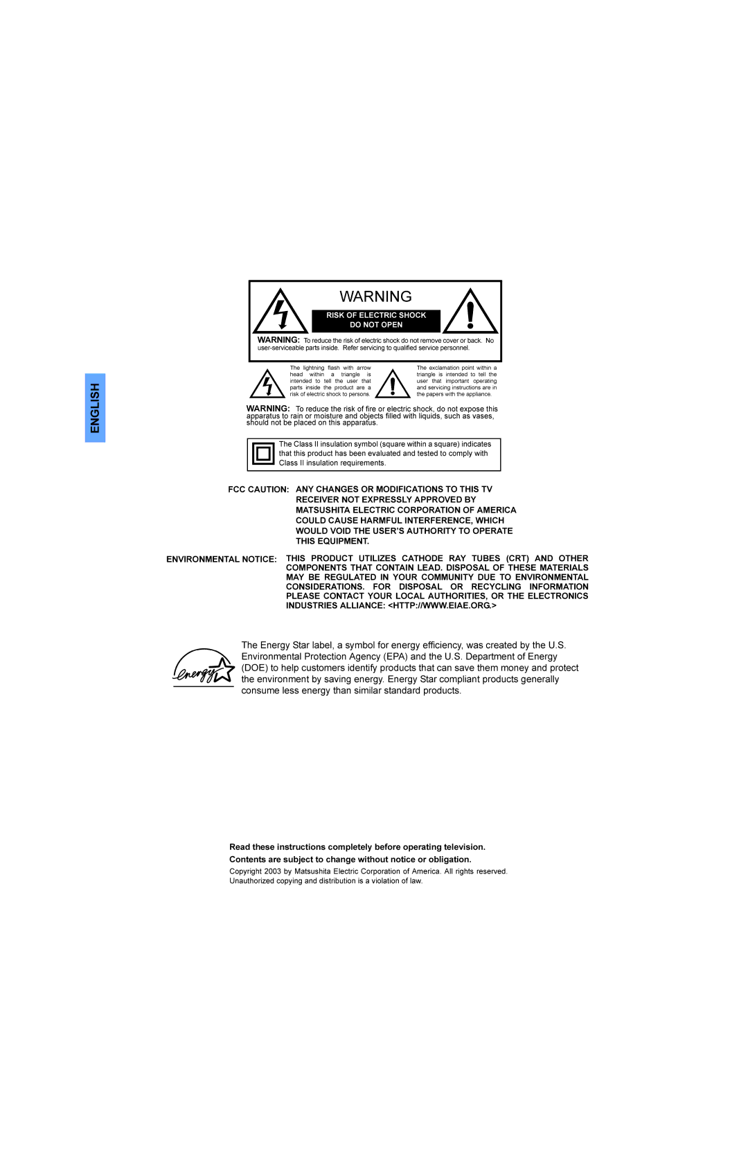 Panasonic CT 36E13, CT 32E13, CT 27E13, CT-G3353X, CT-G2973L, CT-36E13 manual Frqvxphohvvhqhuj\Wkdqvlploduvwdqgdugsurgxfwv 