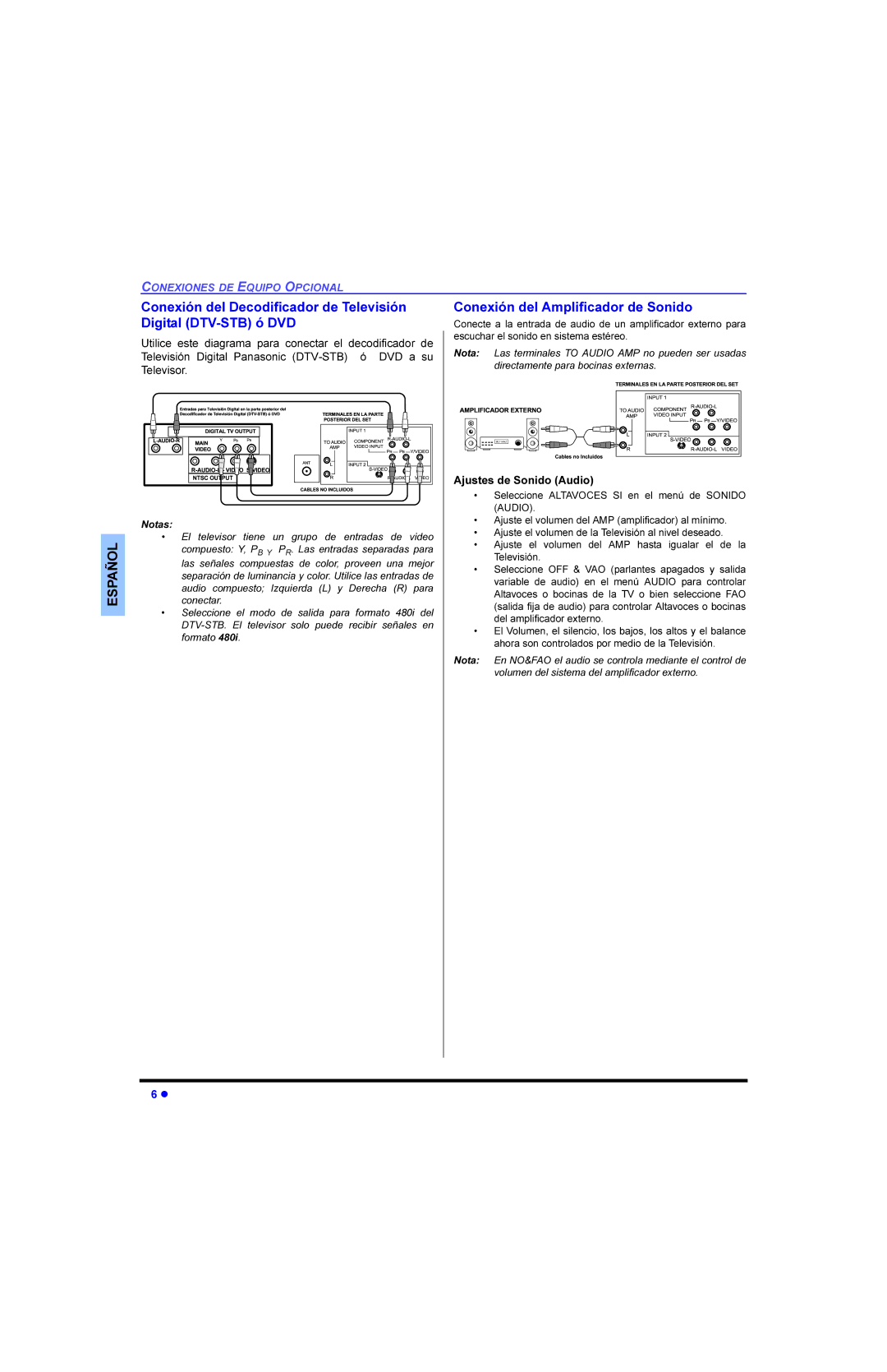 Panasonic CT 32E33, CT 27E33, CT 36E33, CT-G2983 RQHLyQGHO$PSOLILFDGRUGH6RQLGR, $MXVWHVGH6RQLGR$XGLR, Ghodpsolilfdgruhwhuqr 