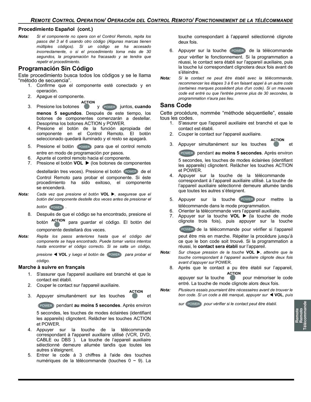 Panasonic CT-32HC15 manual Programación Sin Código, Sans Code, Marche à suivre en français 