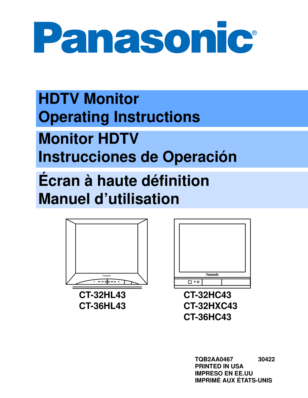 Panasonic CT 32HL43 manuel dutilisation CT-32HL43 CT-36HL43 CT-32HC43 CT-32HXC43 CT-36HC43 