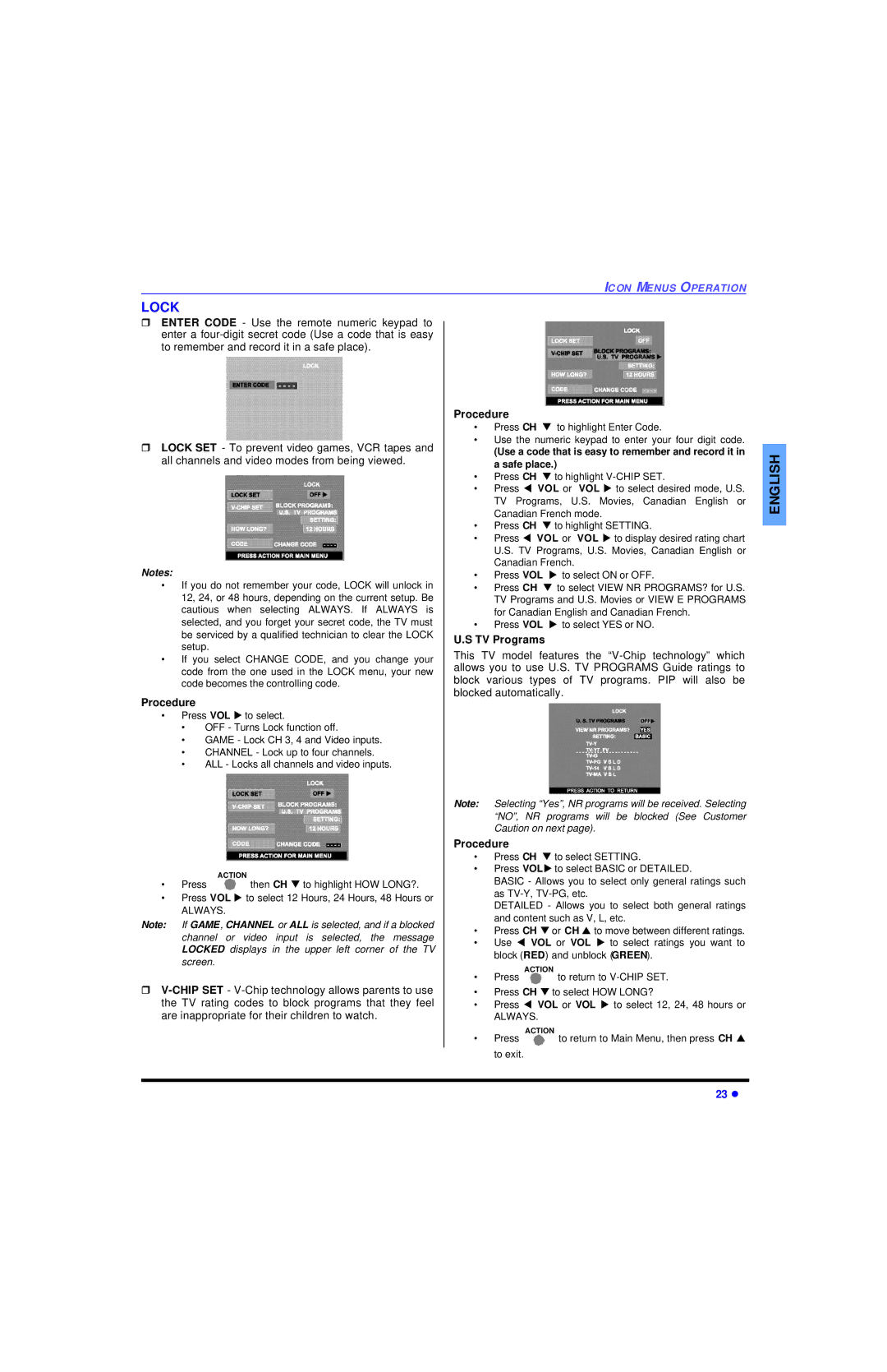 Panasonic CT 32HL43 manuel dutilisation Lock, TV Programs 