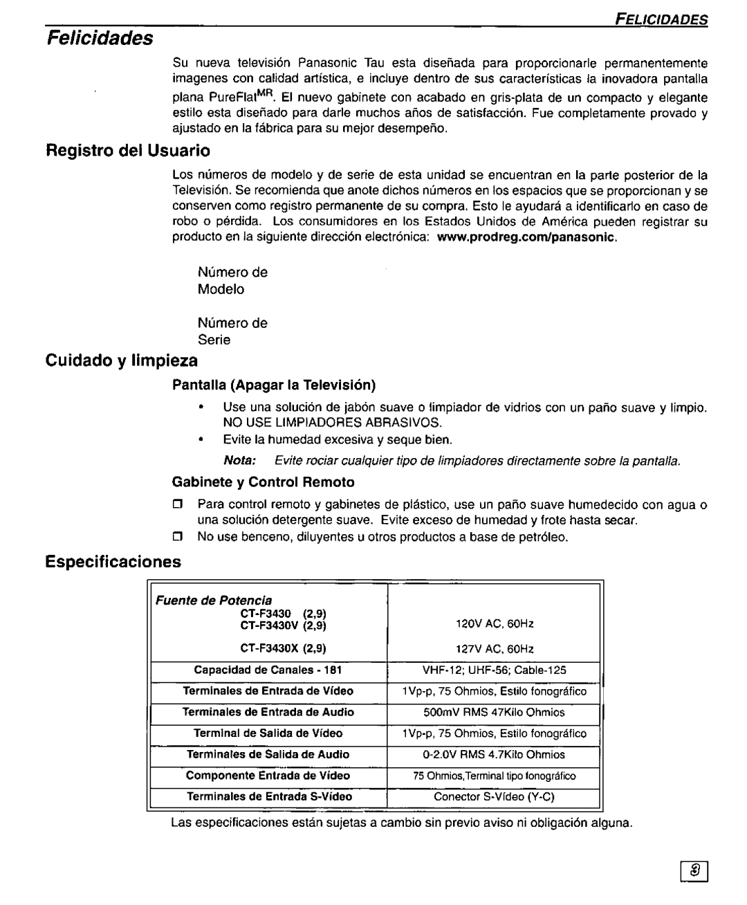 Panasonic CT-32SX30 manual 