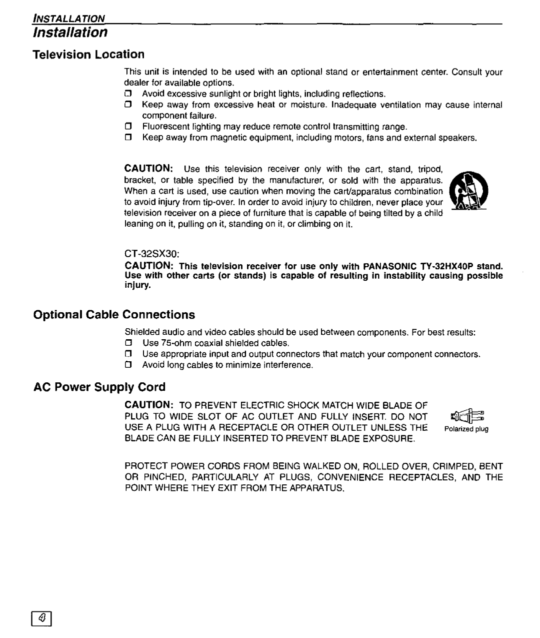 Panasonic CT-32SX30 manual 