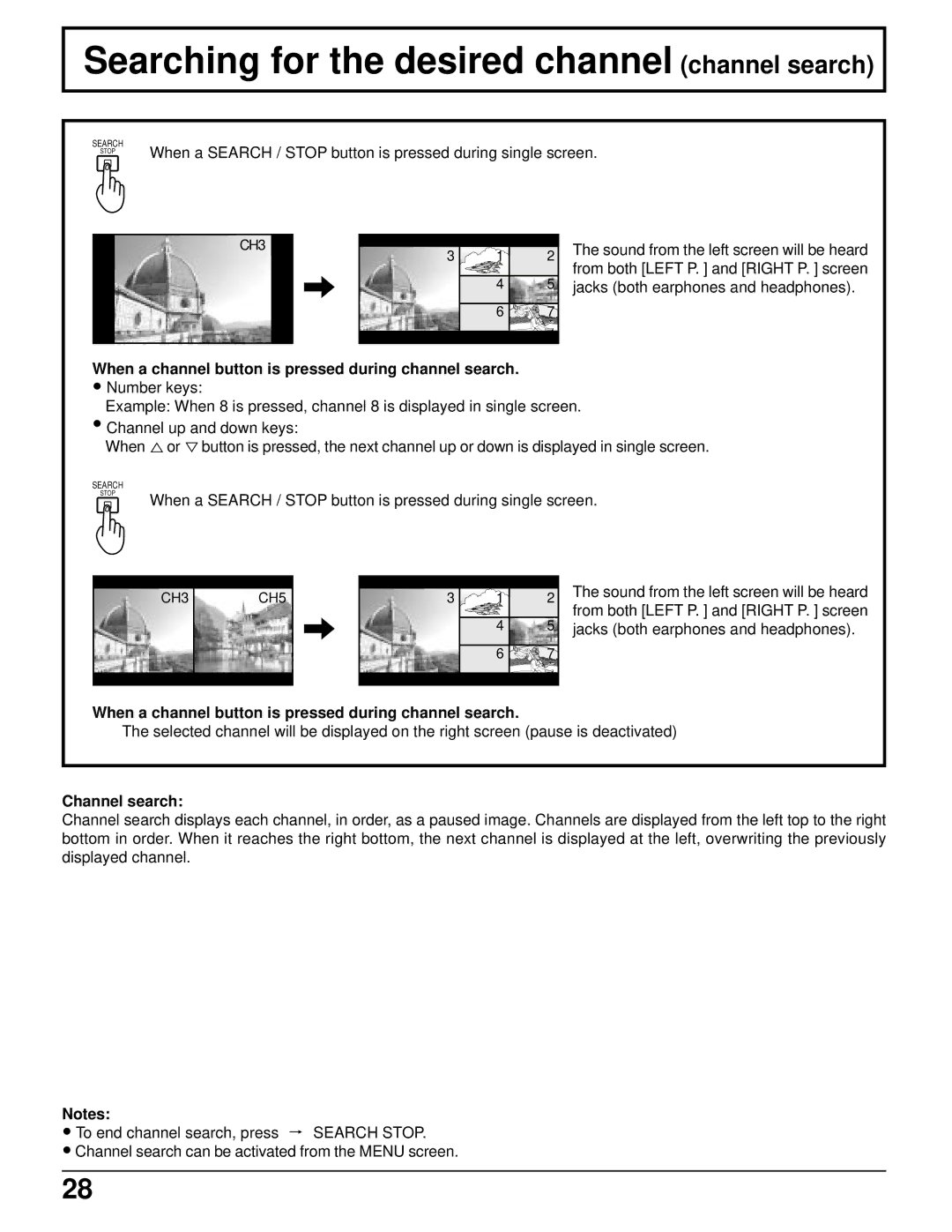 Panasonic CT 34WX50 manual Searching for the desired channel channel search, Channel search 