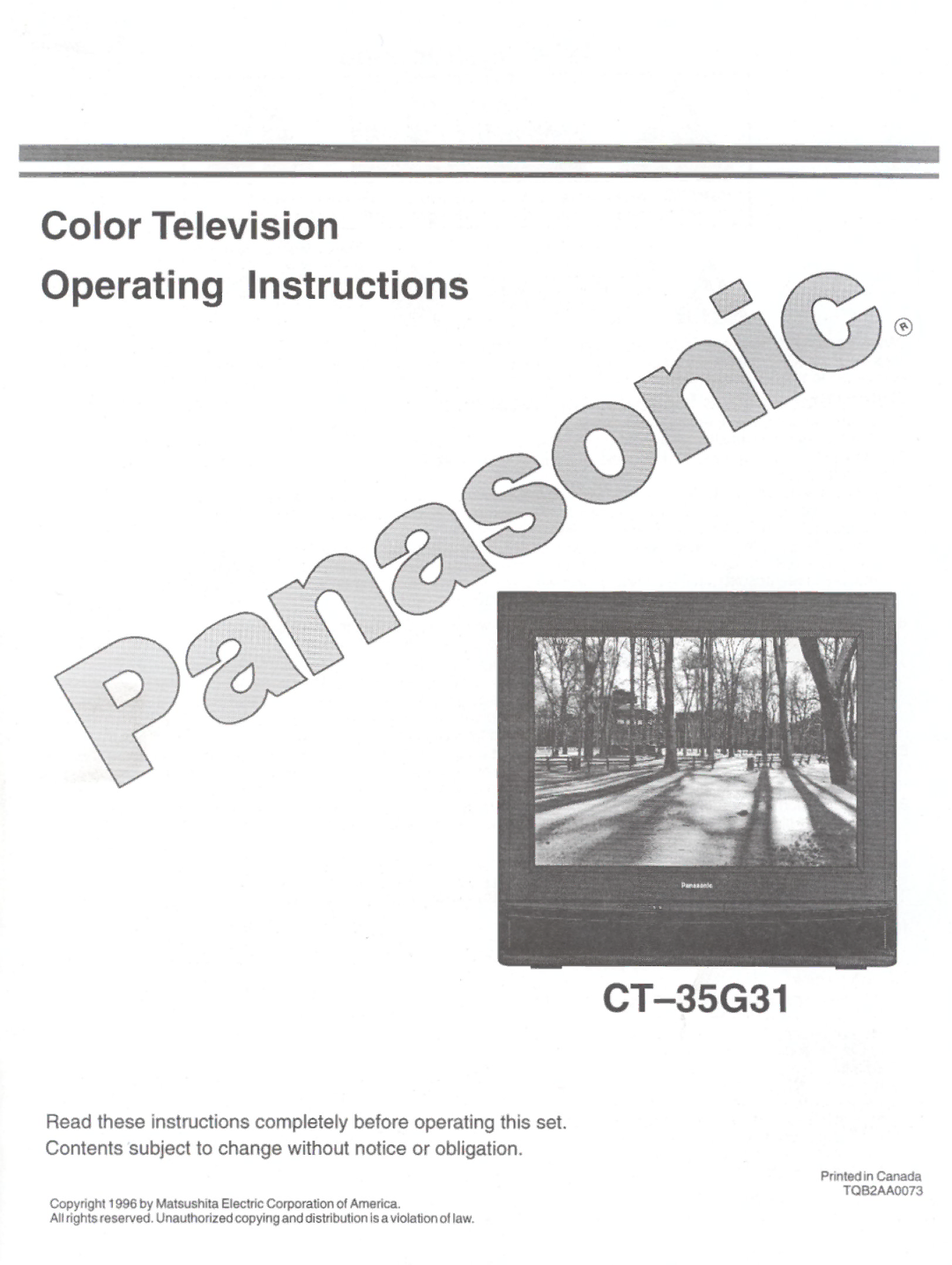 Panasonic CT-35G31 manual 