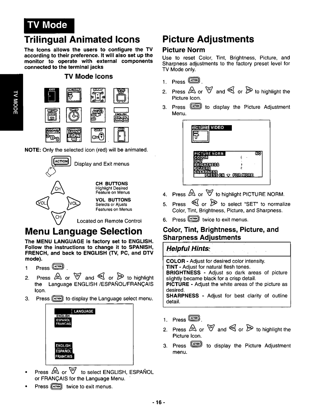 Panasonic CT-3696VY-1 manual 