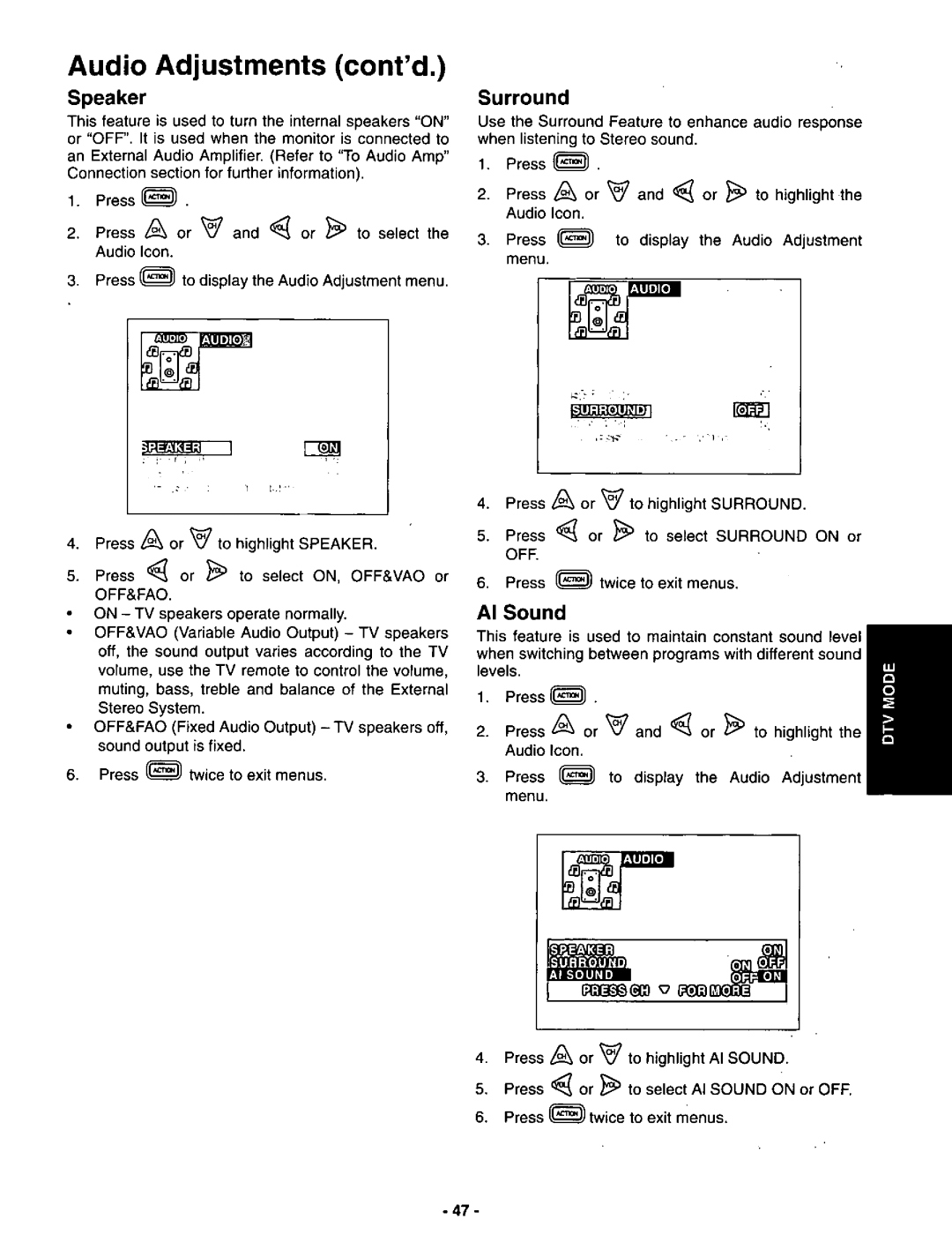 Panasonic CT-3696VY-1 manual 