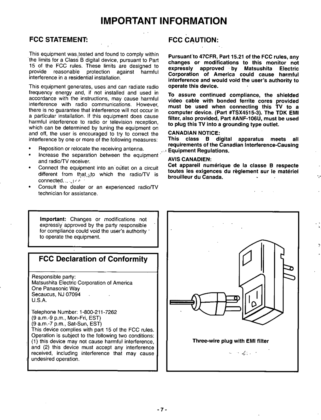 Panasonic CT-36DV60 manual 