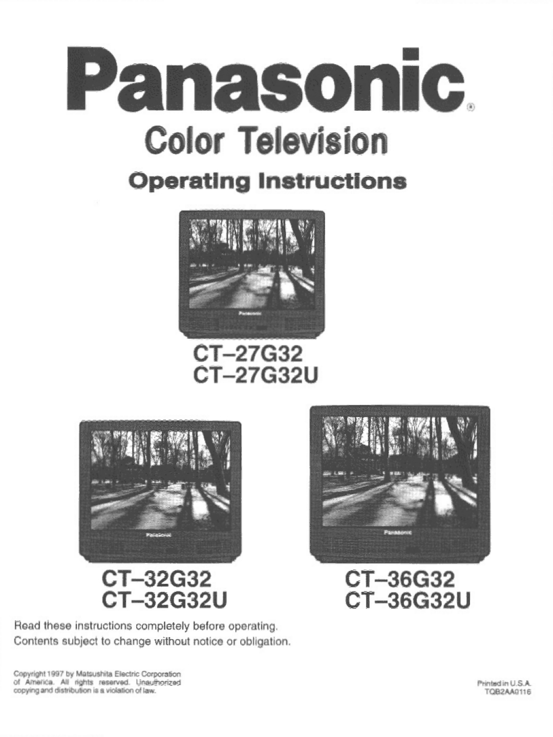 Panasonic CT-36G32U, CT-32G32U, CT-27G32U manual 