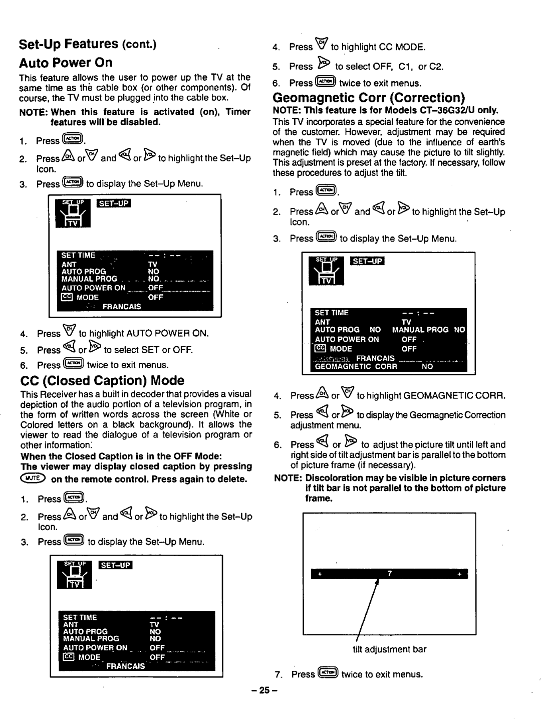 Panasonic CT-36G32U, CT-32G32U, CT-27G32U manual 