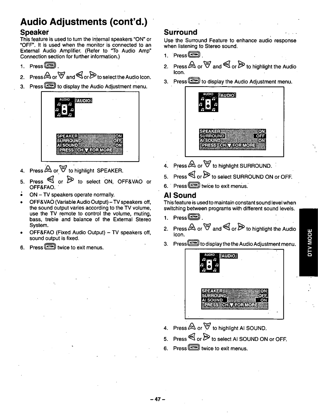 Panasonic CT-36VG50 manual 