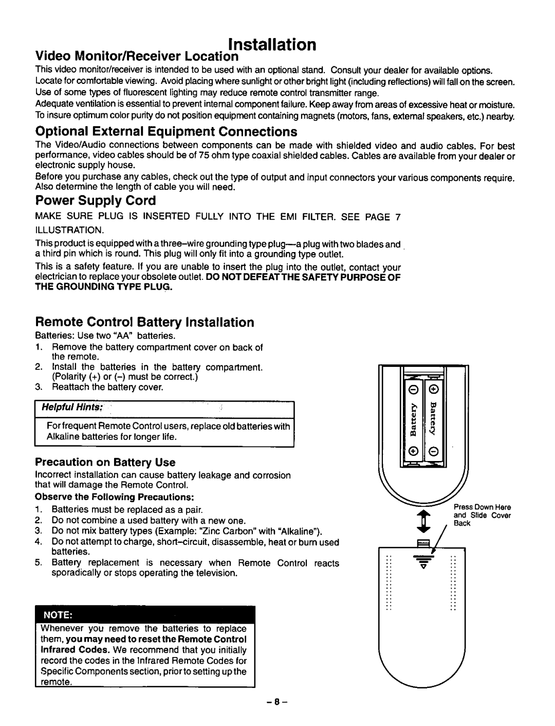 Panasonic CT-36VG50 manual 