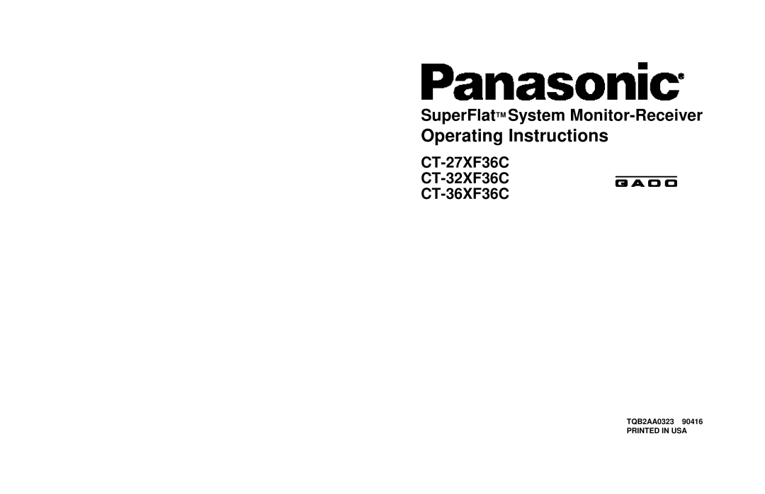 Panasonic CT-32XF36C, CT-36XF36C, CT-27XF36C manuel dutilisation Operating Instructions 