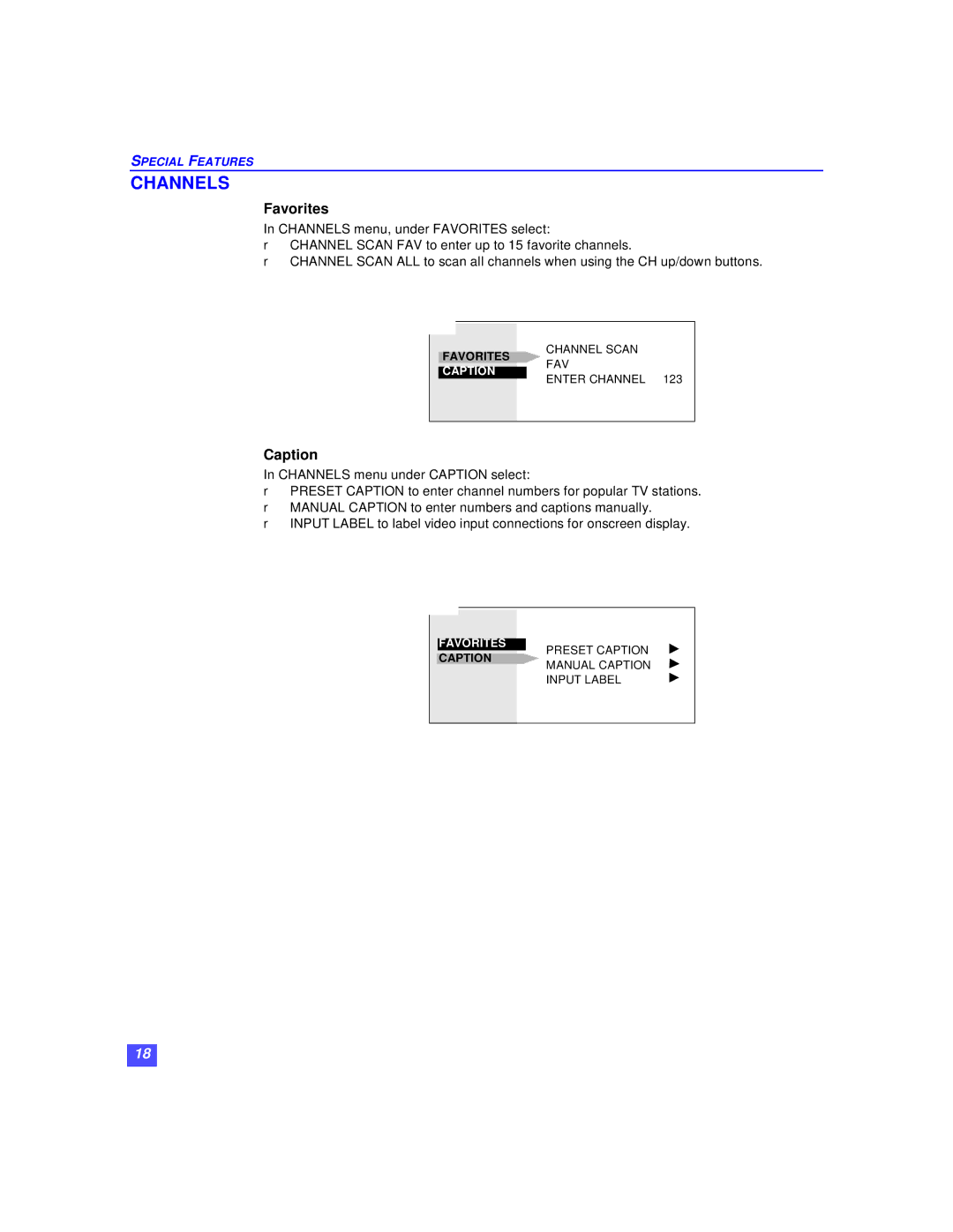 Panasonic CT-27XF36C, CT-36XF36C, CT-32XF36C manuel dutilisation Favorites, Caption 