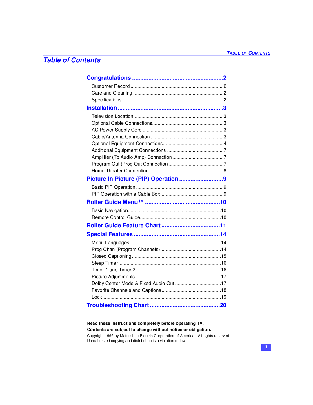 Panasonic CT-36XF36C, CT-32XF36C, CT-27XF36C manuel dutilisation Table of Contents 