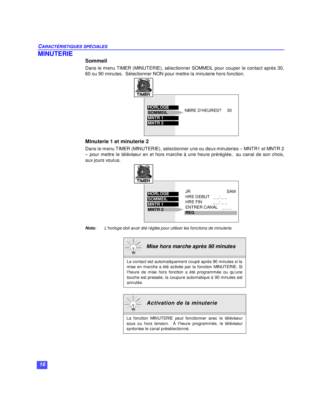 Panasonic CT-32XF36C, CT-36XF36C, CT-27XF36C manuel dutilisation Sommeil, Minuterie 1 et minuterie 