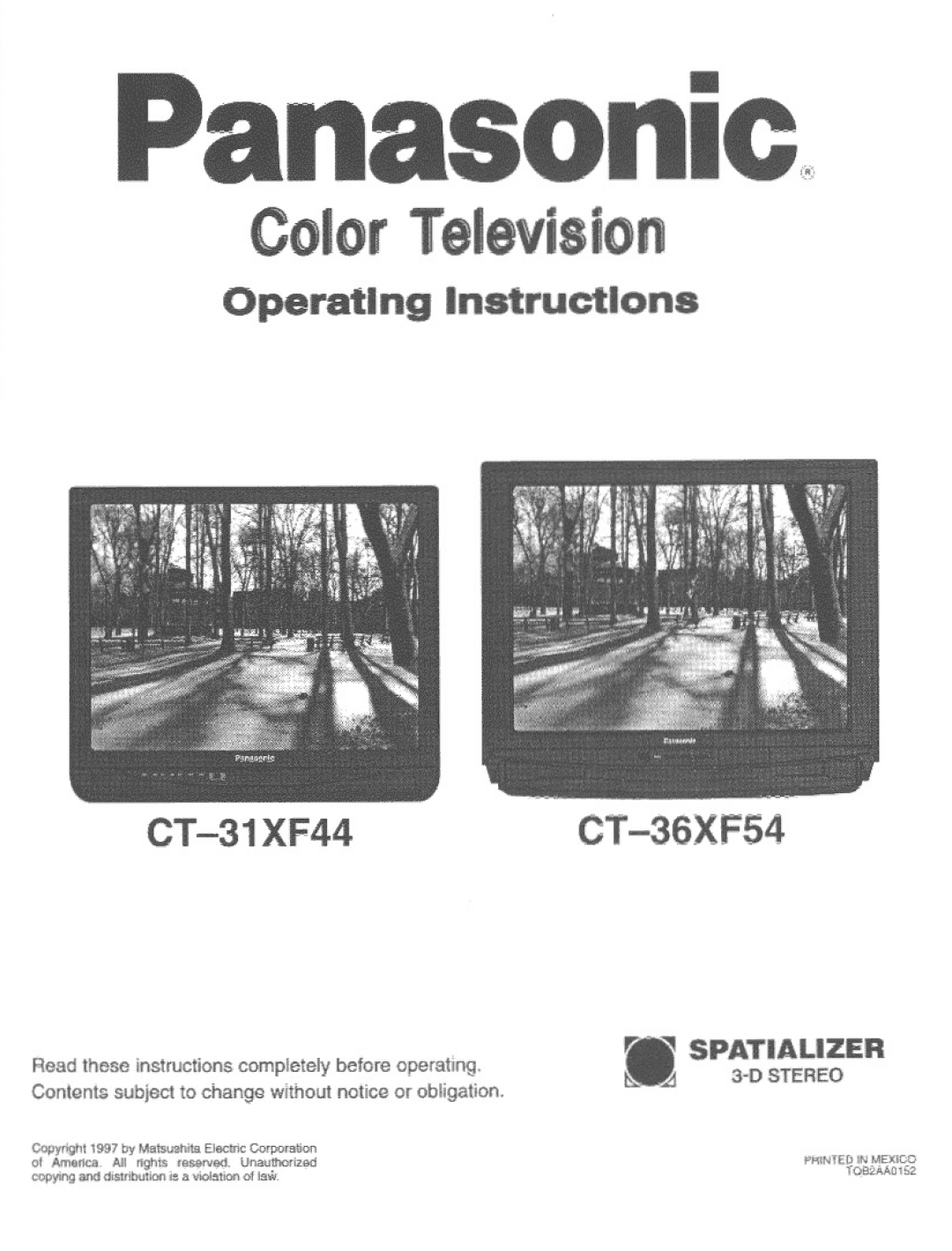 Panasonic CT-31XF44, CT-36XF54 manual 