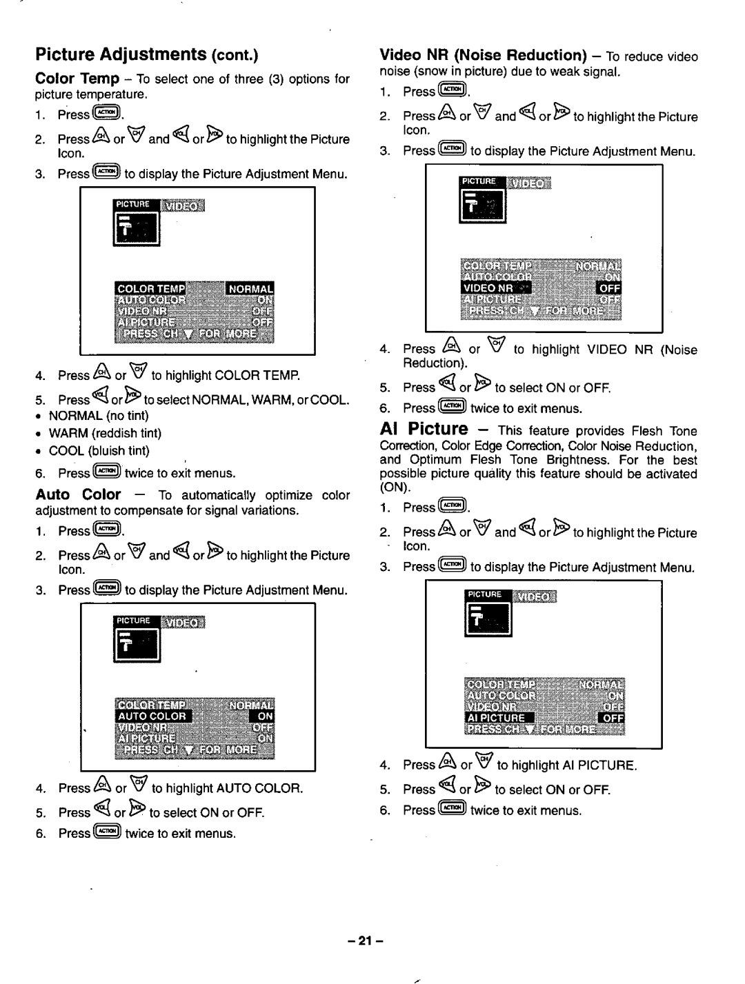 Panasonic CT-31XF44, CT-36XF54 manual 