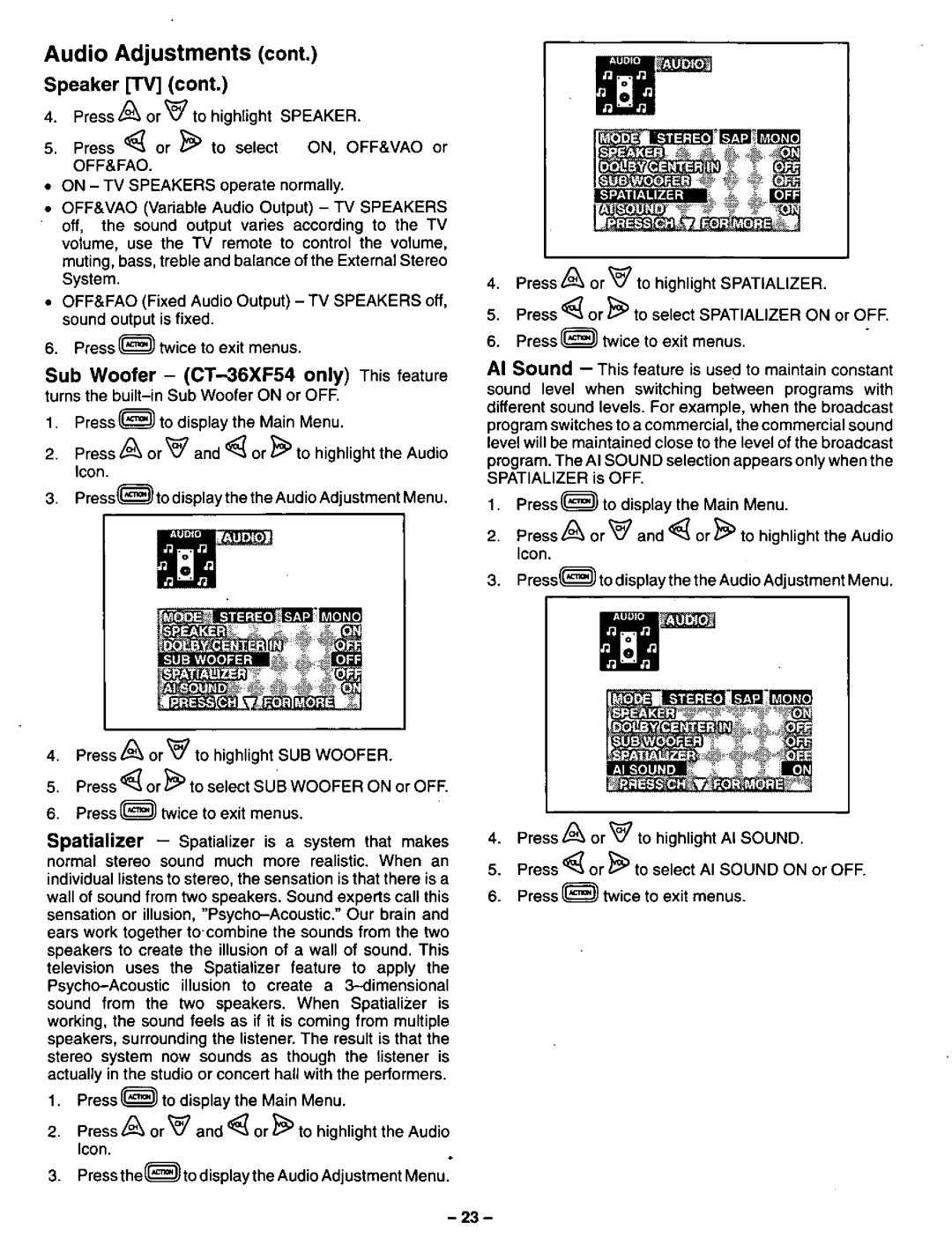 Panasonic CT-31XF44, CT-36XF54 manual 