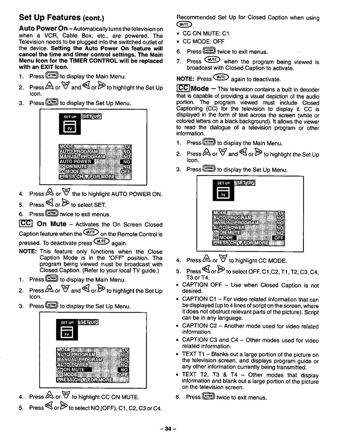 Panasonic CT-36XF54, CT-31XF44 manual 