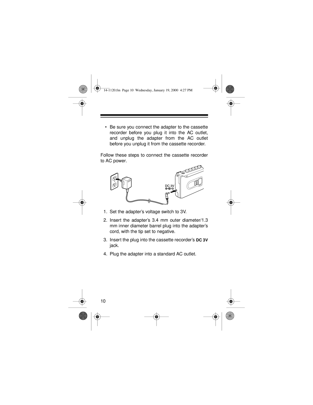 Panasonic CTR-114 owner manual Fm Page 10 Wednesday, January 19, 2000 427 PM 