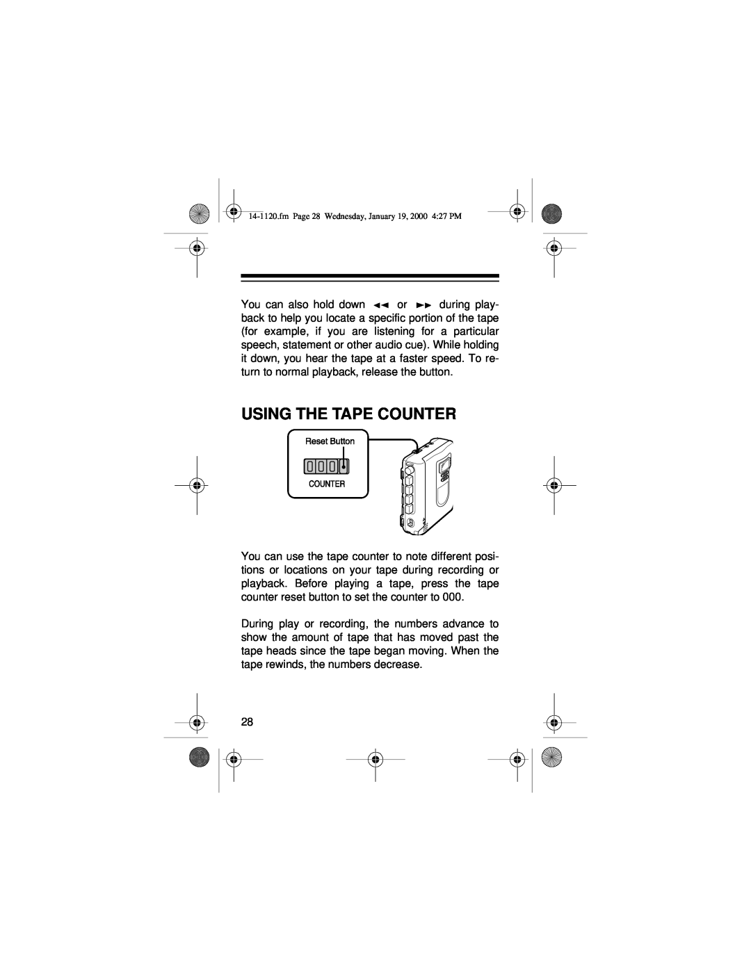 Panasonic CTR-114 owner manual Using The Tape Counter 