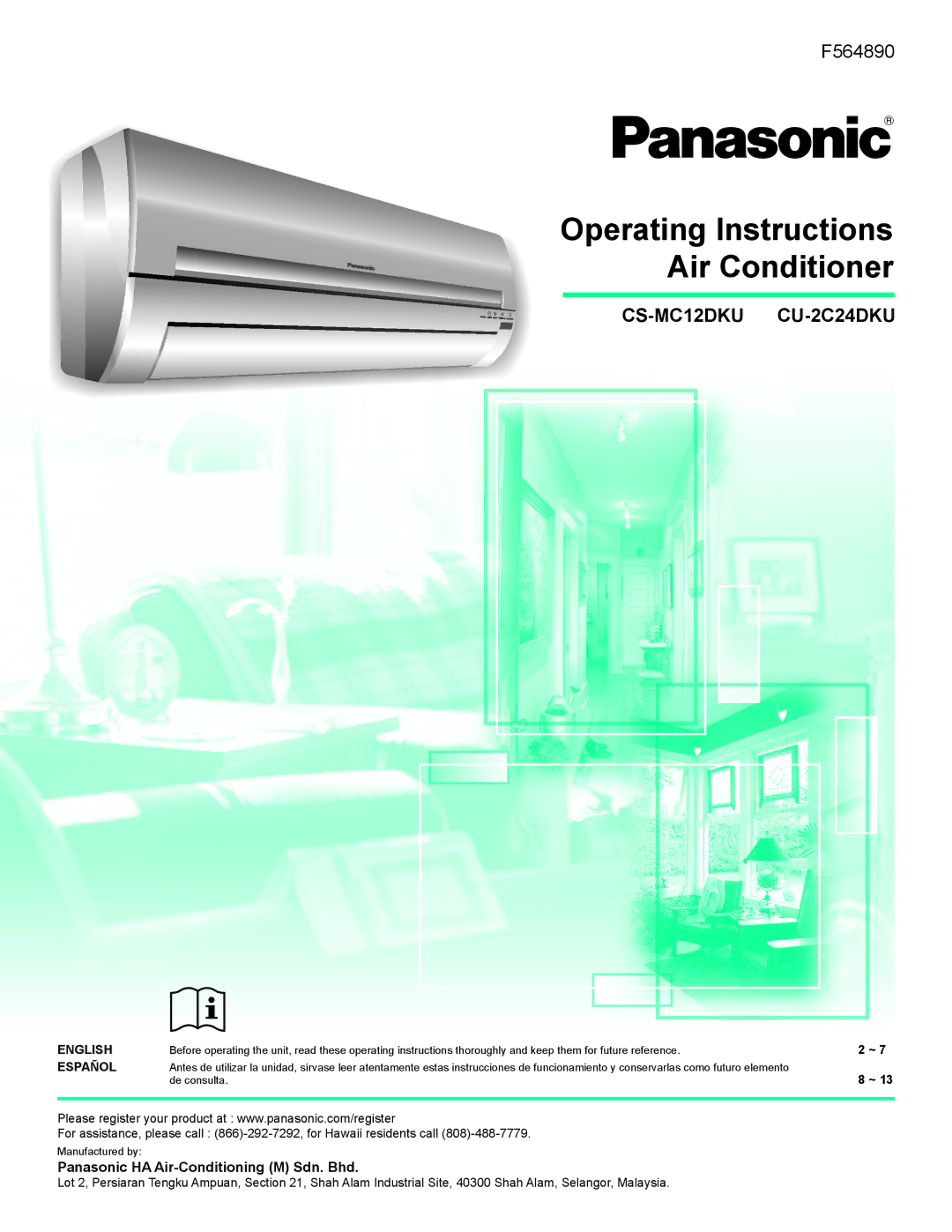 Panasonic CS-MC12DKU, CU-2C24DKU manual Operating Instructions Air Conditioner 