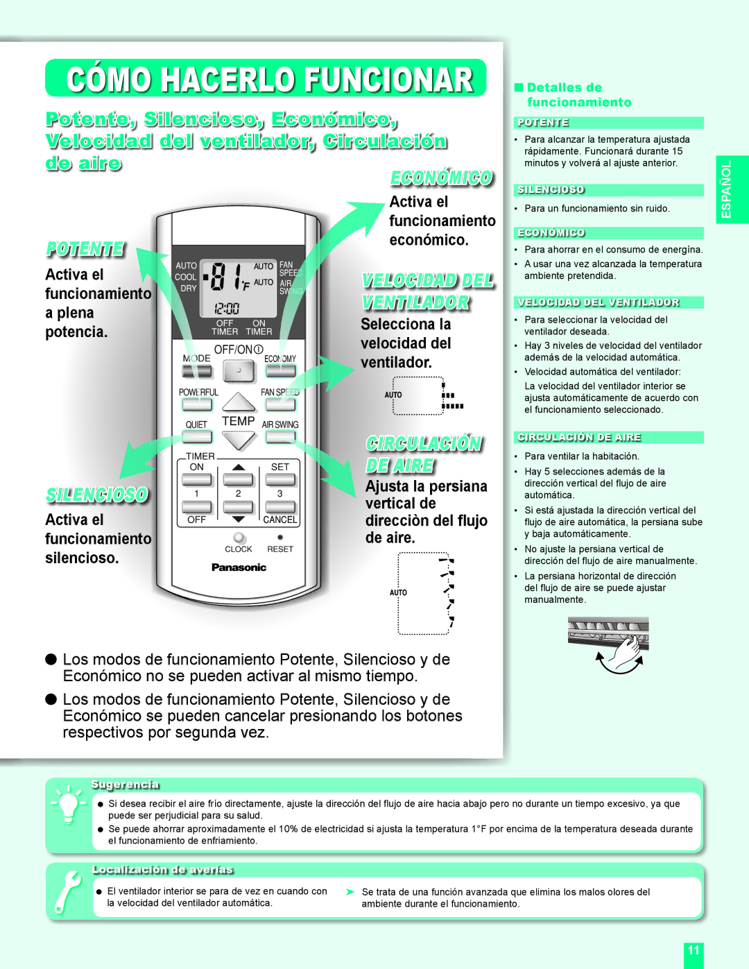 Panasonic CS-MC12DKU, CU-2C24DKU manual Económico, Potente, Silencioso 