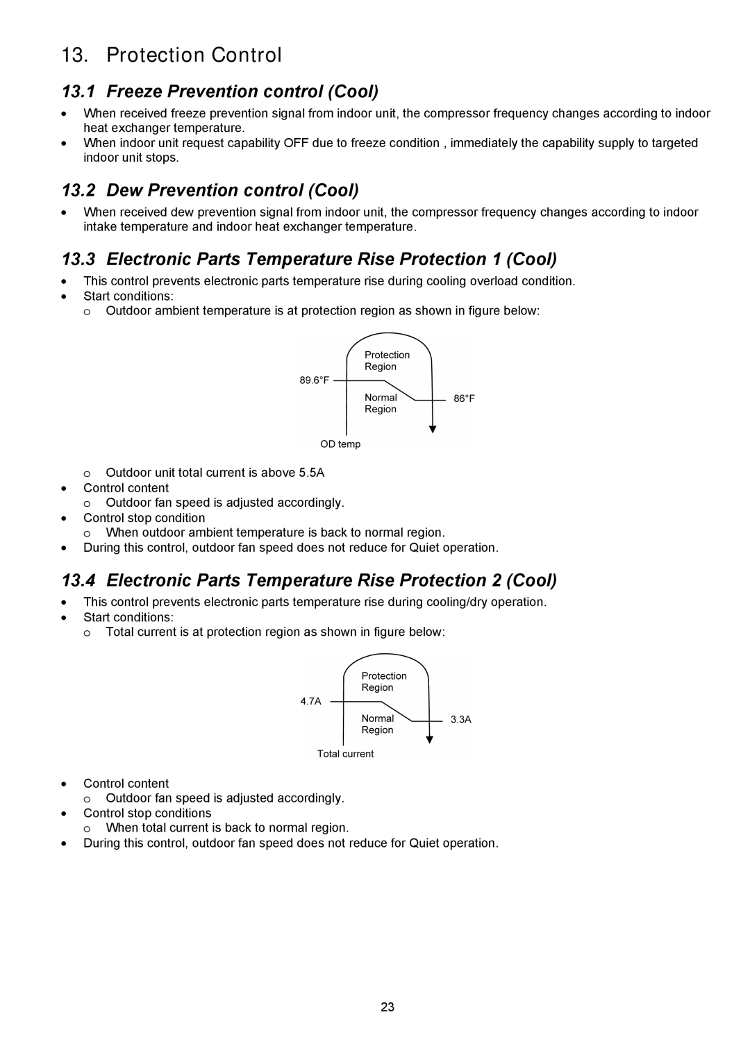 Panasonic CU-2E18NBU service manual Protection Control, Freeze Prevention control Cool, Dew Prevention control Cool 