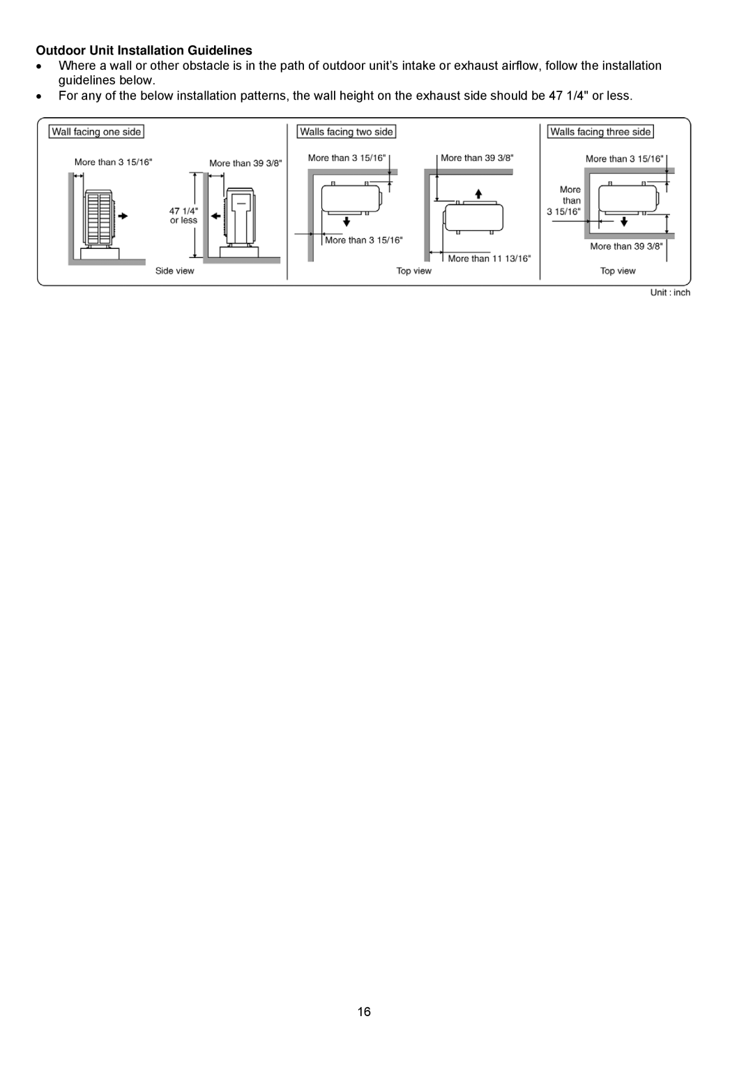 Panasonic CU-2S18NBU-1 service manual Outdoor Unit Installation Guidelines 