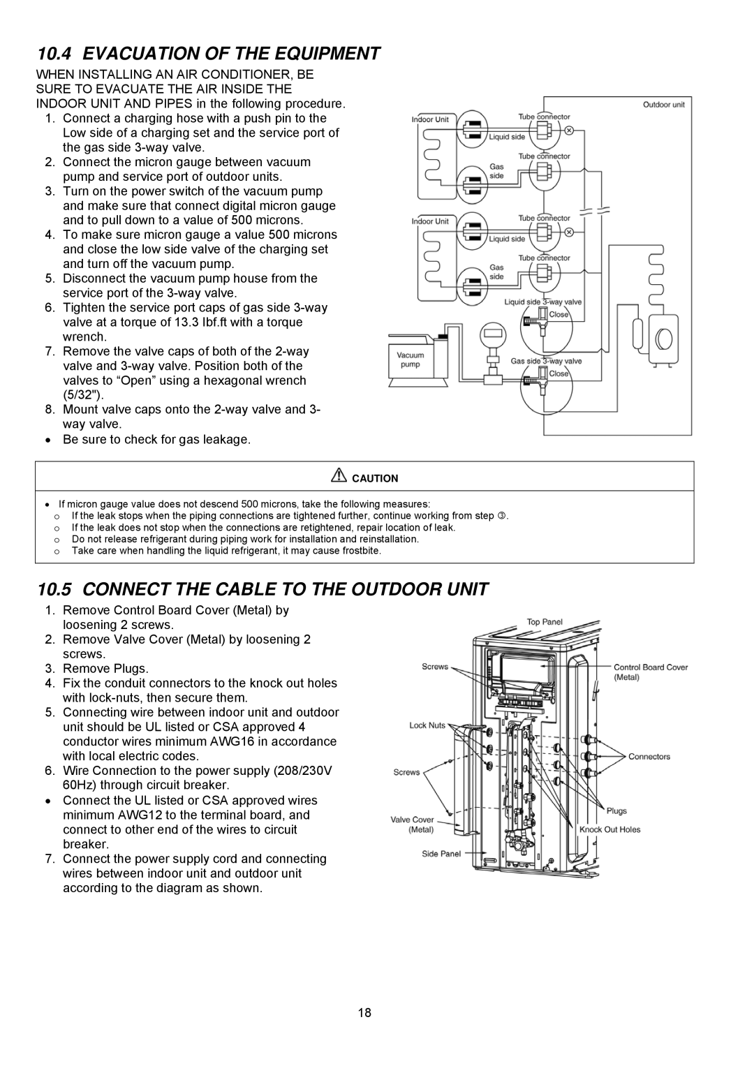 Panasonic CU-2S18NBU-1 service manual Evacuation of the Equipment 