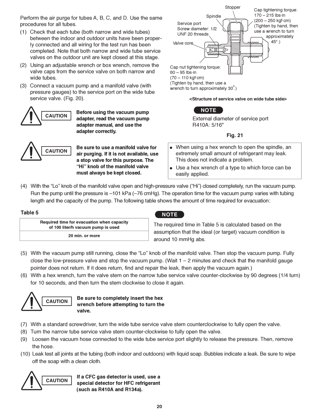 Panasonic CU-3KE19NBU Adapter manual, and use the adapter correctly, External diameter of service port R410A 5/16 