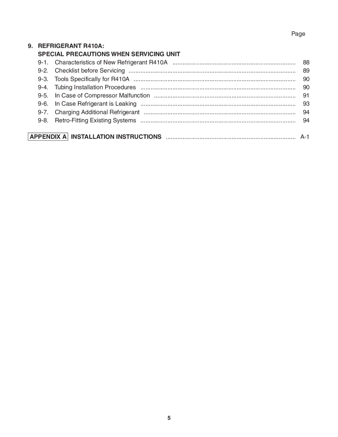 Panasonic CU-3KE19NBU, CU-4KE31NBU, CU-4KE24NBU service manual Appendix a 