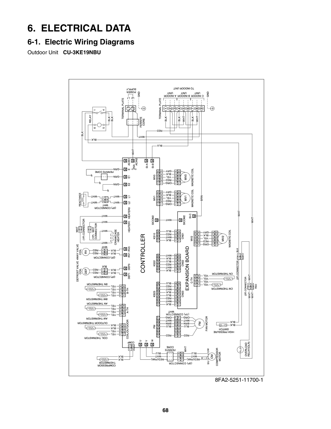 Panasonic CU-4KE31NBU, CU-4KE24NBU service manual Electric Wiring Diagrams, Outdoor Unit CU-3KE19NBU 8FA2-5251-11700-1 