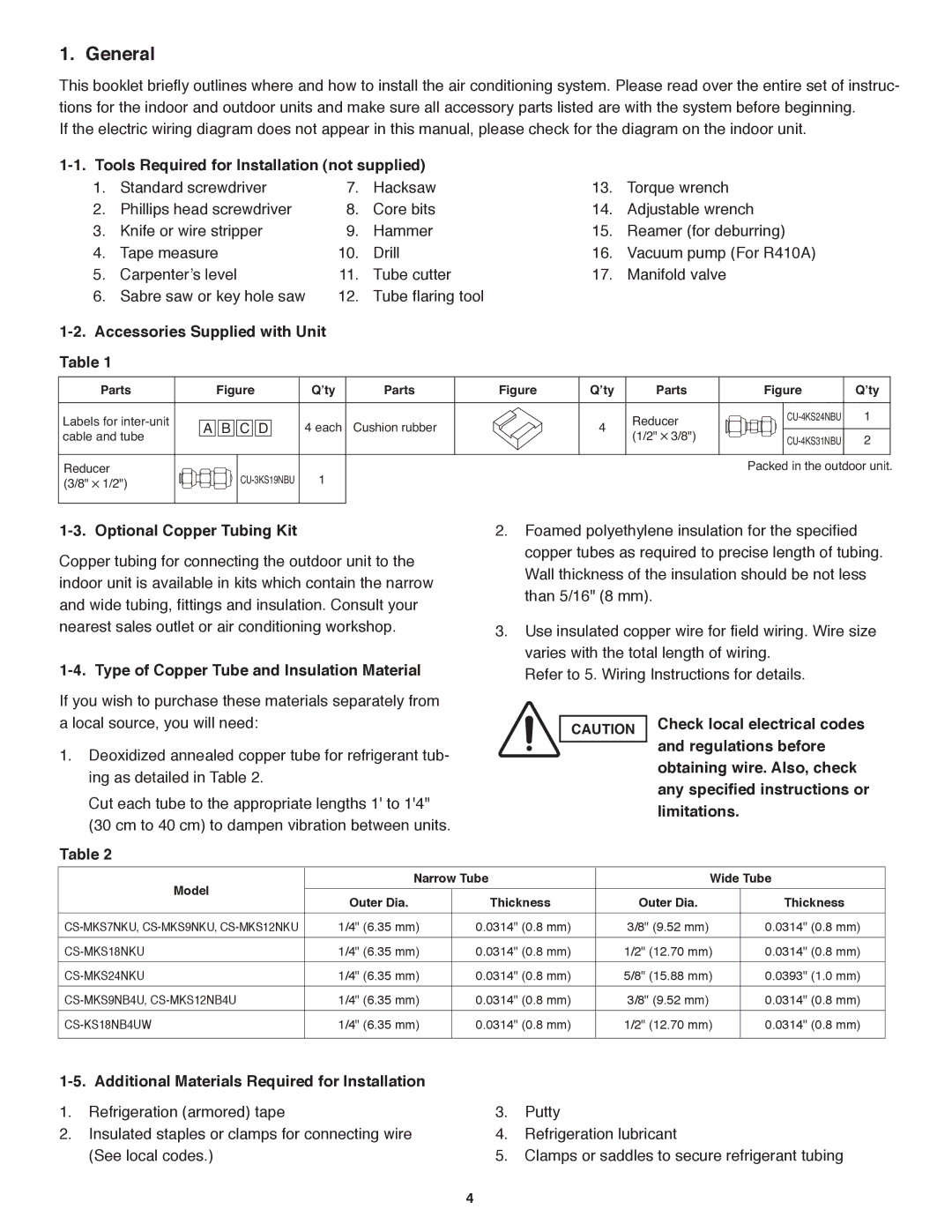 Panasonic CU-4KS31NBU service manual General 